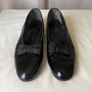 Brooks Brothers English Black Leather Bow Loafers Made in England Size 42 D